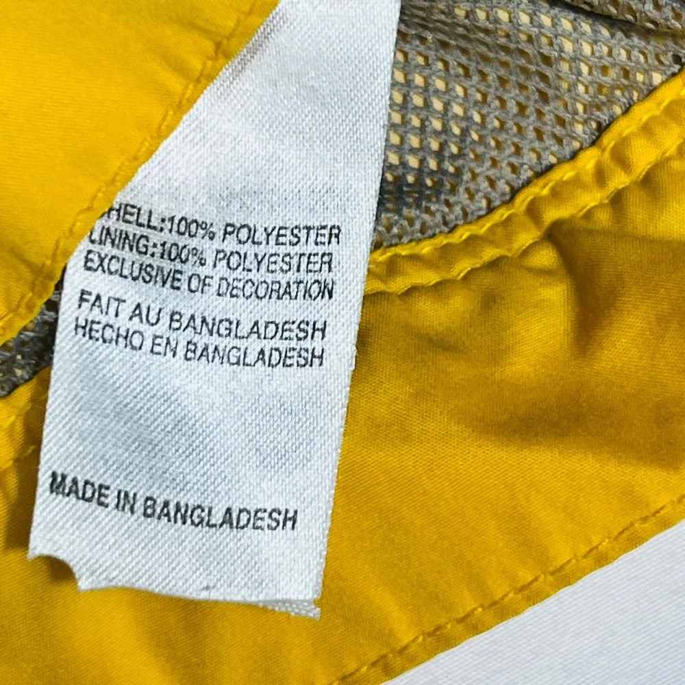 Vintage 2008 Nike Sz 6 Hooded Windbreaker Yellow Navy Spell Out‎ Logo Jacket Y2K